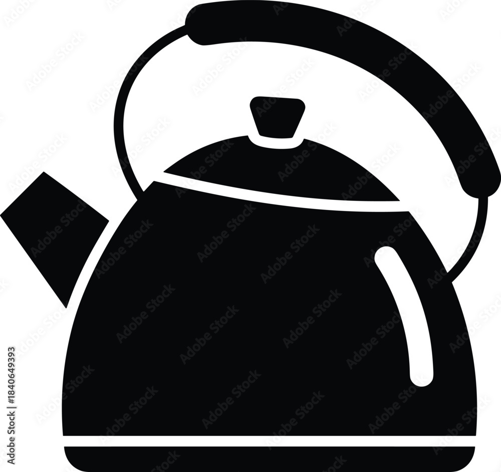 Obraz premium Black silhouette of a stovetop kettle with a curved handle vector