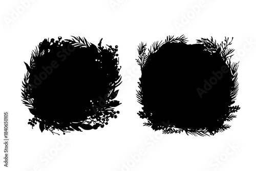 Artistic black winter, Christmas mask. Basis element on white background universal use