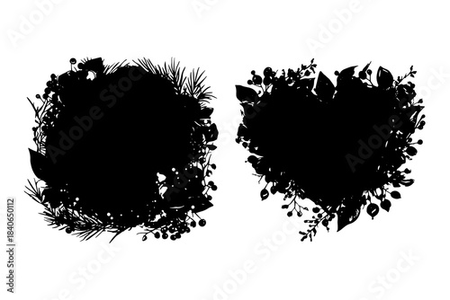 Artistic black Christmas mask. Basis element on white background universal use