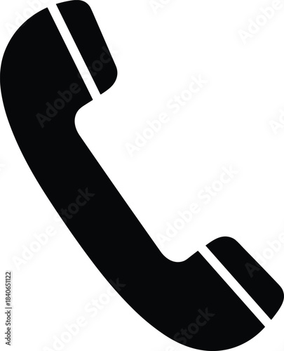 Black telephone receiver icon on white background communication call