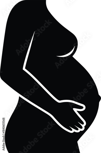 Silhouette of pregnant woman holding her belly pregnancy