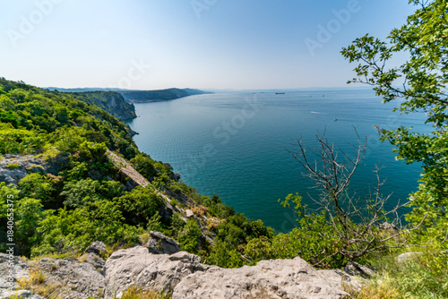 Hiking Trail Overlooking Gulf of Trieste along the Sentiero Rilke trail in Italy