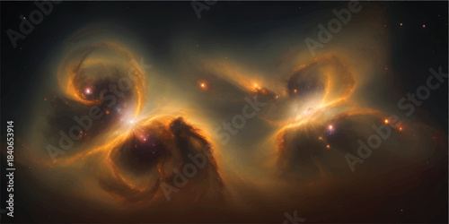 Abstract light background loop with a blend of orange, blue, and red colors suggesting cosmic energy in space