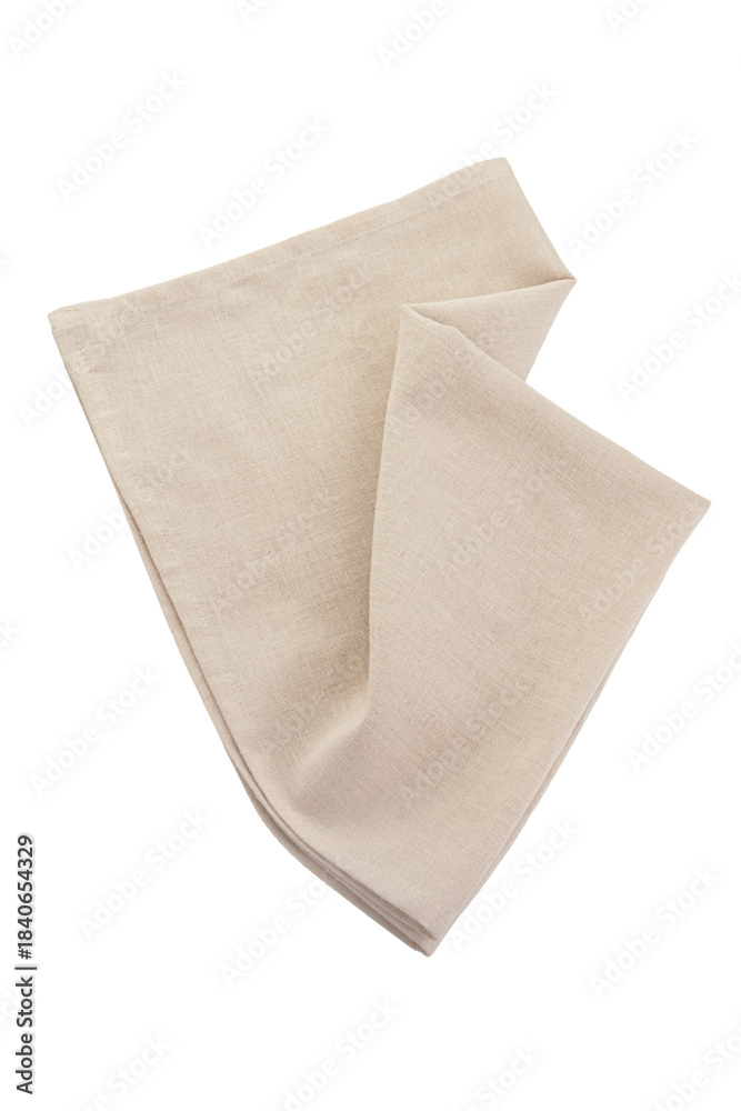 Naklejka premium Gray linen napkin isolated on white background