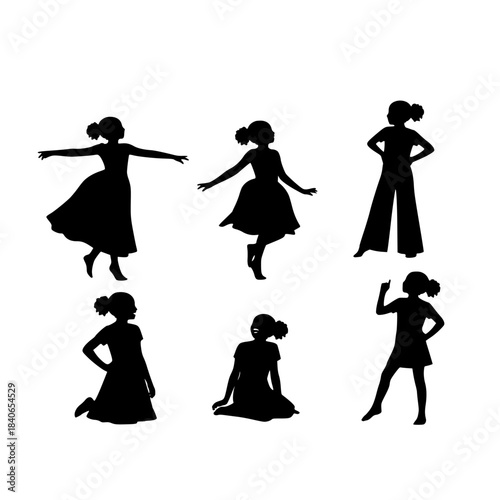 Silhouettes of women dancing in flowing dresses