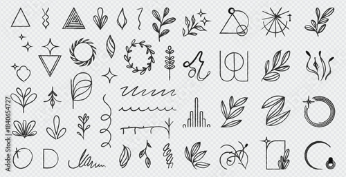 Hand drawn marker line movement elements, anime manga doodle icon set. Black comic emotion symbols, emoji. Explosion effects, expression signs, emphasis, exclamation mark, action lines in sketch style