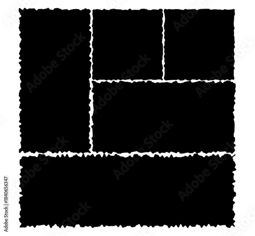 Black puzzle pieces arranged in a grid on