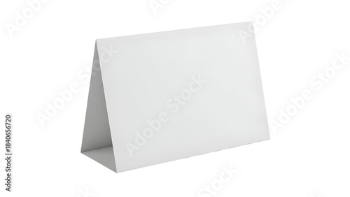 Blank white tent card mockup standing upright ready for custom design placement and branding applications