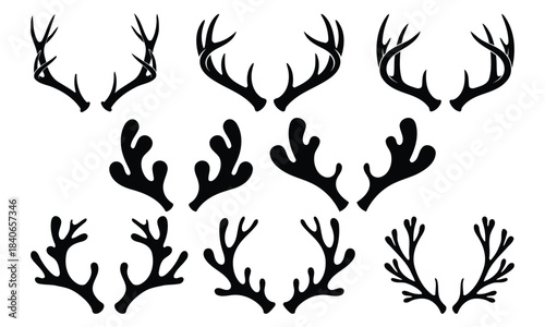 Deer antlers silhouette minimalist vector for Deer antlers collection