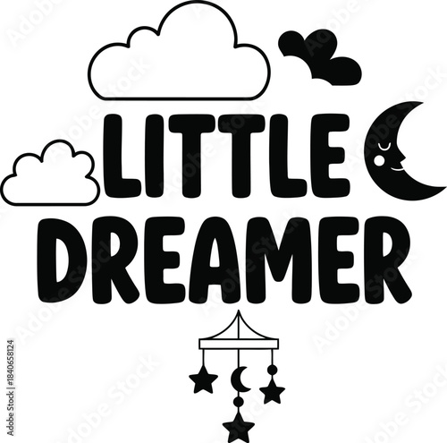 Little Dreamer Cloud Vector Illustration With Raindrops And Hearts