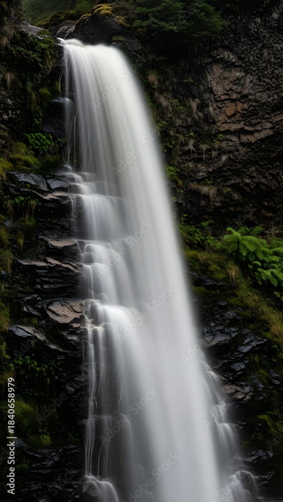 Obraz premium Detailed waterfall scene with elements of cascade, nature, forest, water