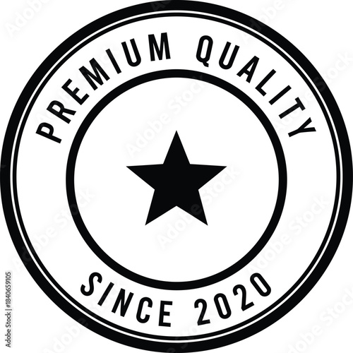 Premium Quality Since 2020 Star Stamp Circle Vector Icon Badge Logo Label Seal isolated on white