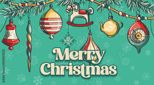 Retro Christmas Ornaments with Festive Garland