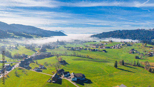 The Village of Alberschwende, Region of Bregenzerwald, State of Vorarlberg, Austria, Drone Photography