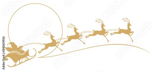 christmas reindeer with golden moon