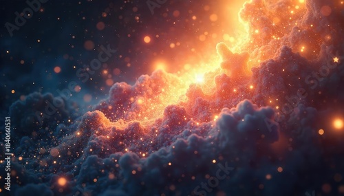 A celestial being, radiating shimmering light and cosmic dust, embodies the essence of sparkling divinity Celestial power and radiant energy emanate from its form , celestial, holy