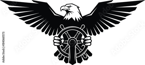 Eagle silhouette emblem isolated on white background