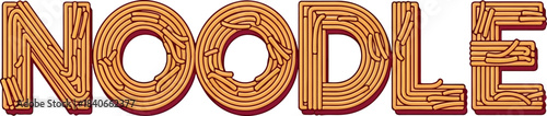 Noodle typography word crafted from curved pasta.