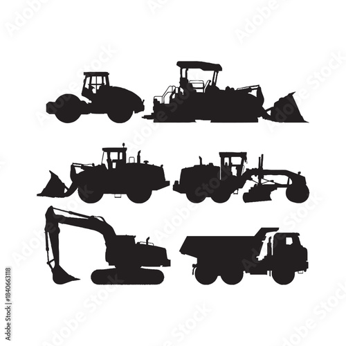 Machinery for Road Construction Silhouettes Collection,Road Construction Machinery Silhouettes,Vector Construction Equipment Silhouettes,Heavy Machinery Silhouettes,road construction vector