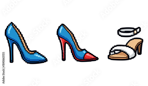 Pixel art high heel shoes and sandals collection