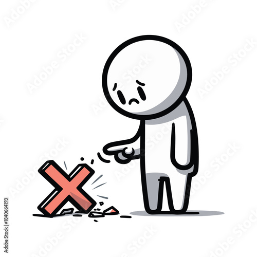 First Failure – Disappointment Stickman Figures Vector Design