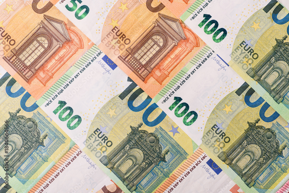 Obraz premium Euro, European currency cash banknotes for business. Euro banknotes
