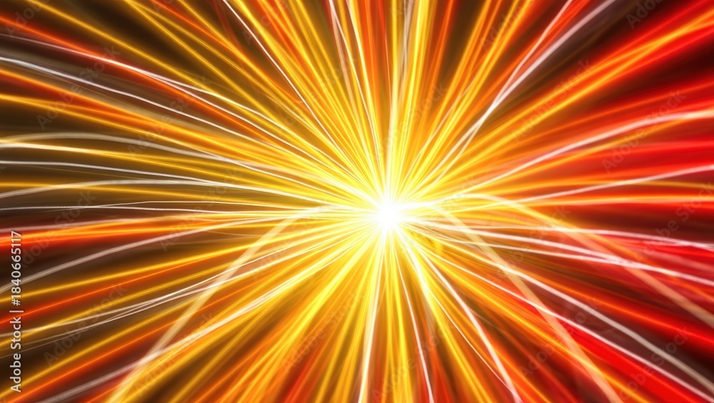 Obraz premium Bright yellow and orange light streaks radiating from a central point representing speed energy and data transfer perfect for technology and abstract backgrounds