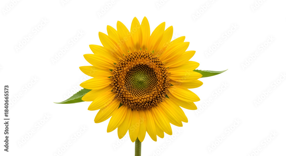 Fototapeta premium A single vibrant yellow sunflower in full bloom isolated.