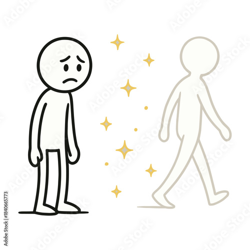 Losing Someone (But Memories Shining Like Stars) Stickman Figures Vector Design