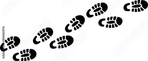 Black Footprints on Transparent Background for Tracking Trail