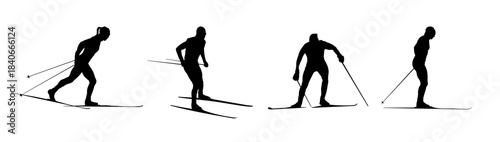 Cross-country skier silhouette - vector illustration