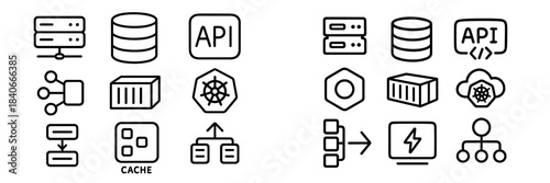 Modern software development, cloud computing, and IT infrastructure technology symbols