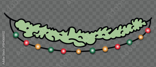 Christmas Garland with Colorful String Lights – Festive Holiday Illustration