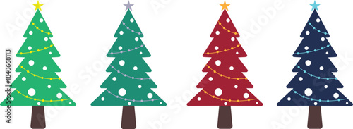 Set of Christmas tree on background.