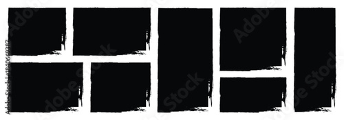 Sketch brush rectangles set for paper design. Watercolor brush texture. Grunge texture.