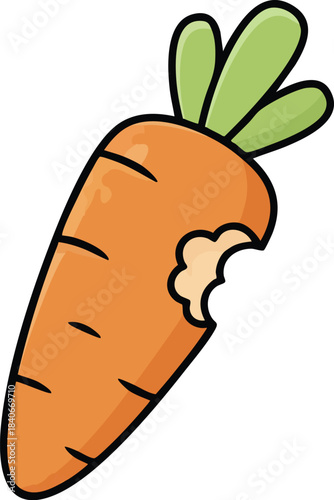 Bitten Carrot with Green Stem