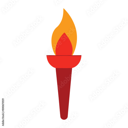 Torch icon classic hand fire full color flat vector minimalist design