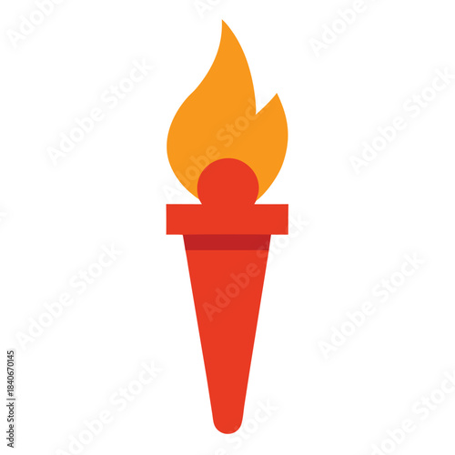 Torch icon classic hand fire full color flat vector minimalist design