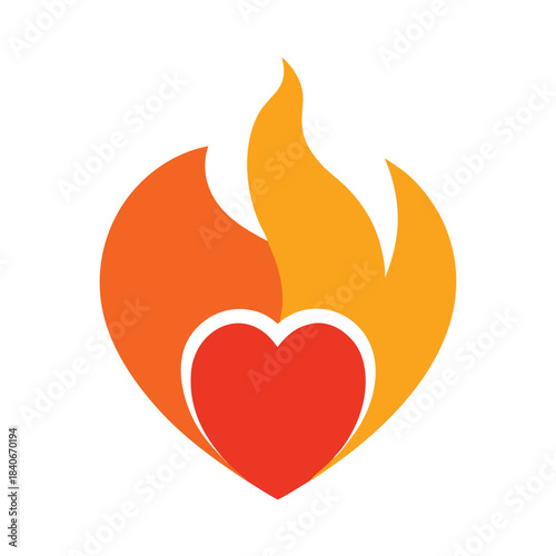 Fire flame icon vector isolated on white background minimalist design