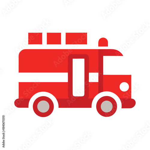 Fire truck icon vehicle full color flat vector minimalist emergency design