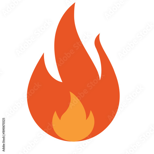 Fire flame icon vector isolated on white background minimalist design