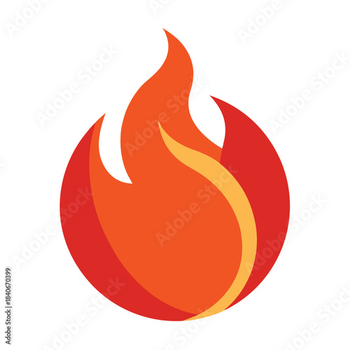 Fire flame icon vector isolated on white background minimalist design
