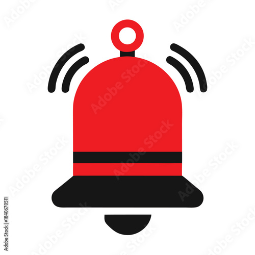 Fire alarm bell icon full color flat vector minimalist warning design