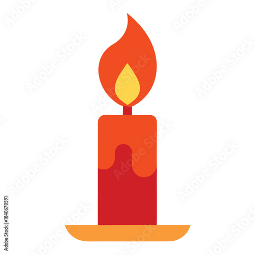 Candle flame icon wax fire full color flat vector minimalist design