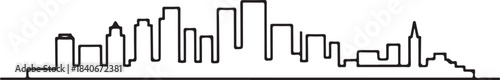 Continuous Line Art Skyline Created by Diagonal Connected Segments in Minimal Contour Outline Style