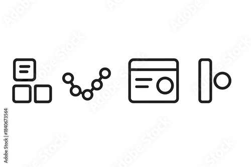 Async Workflow Icons. Async Productivity Structures linear set: staggered-task tile, independent workflow bead, offset-focus bar.