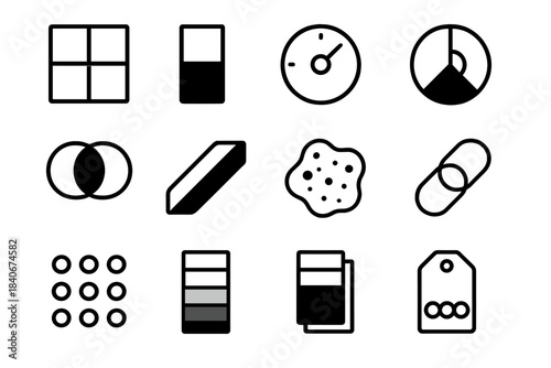 Color Relationship Icons. Color Relationship Concepts Set linear set: harmony map, contrast bar, saturation dial, complementary wheel slice, overlapping hue patch, gradient ribbon,