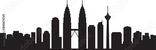 Kuala Lumpur Skyline Vector illustration. design Vector black silhouette
