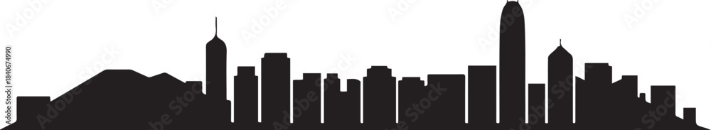 Obraz premium Hong Kong city skyline vector. design Vector black silhouette
