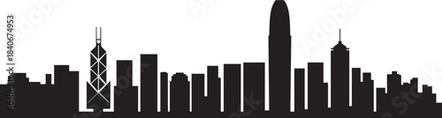 Hong Kong city skyline vector. design Vector black silhouette